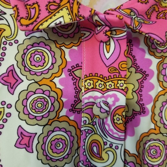 🛍️❤️Throwback Retro 70's Pink & Gold Paisley Print Top 🛍️❤️ Size S - Picture 5 of 7